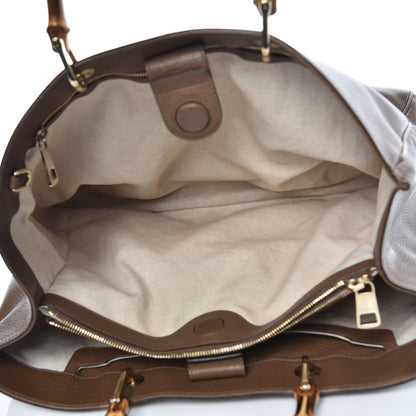Gucci Cellarius Calfskin Large Bamboo Shopper Tote Acero 5 of 9