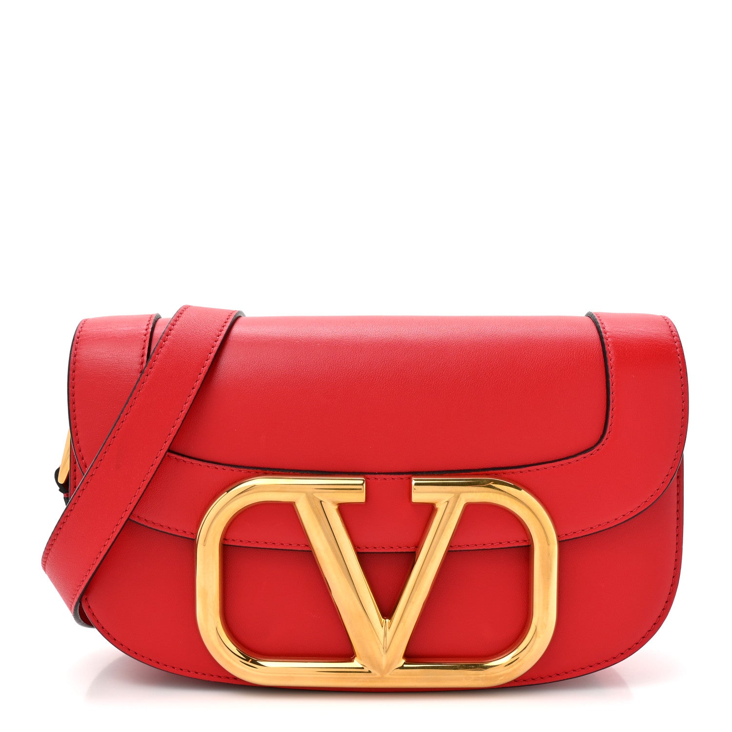 Valentino Garavani Smooth Calfskin Supervee Shoulder Bag Rouge Pur 1 of 9