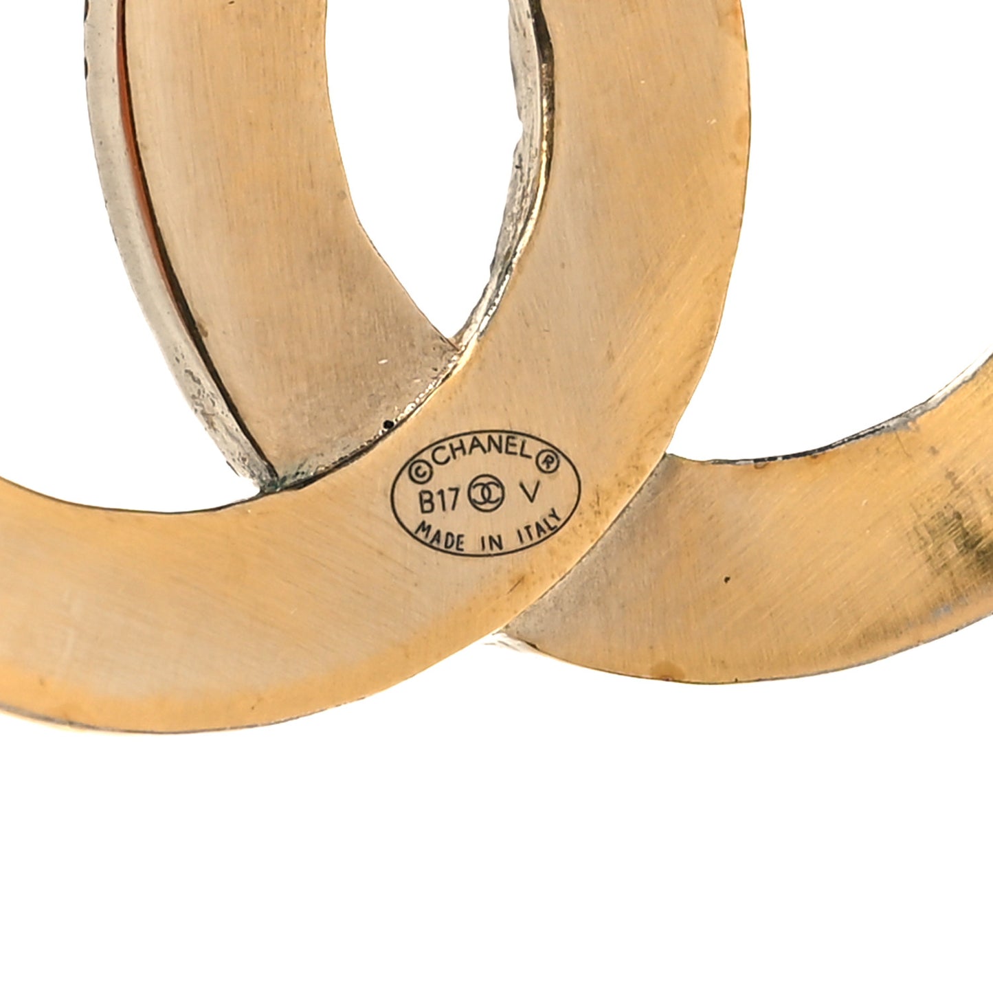 Baguette Crystal Quilted CC Brooch Gold