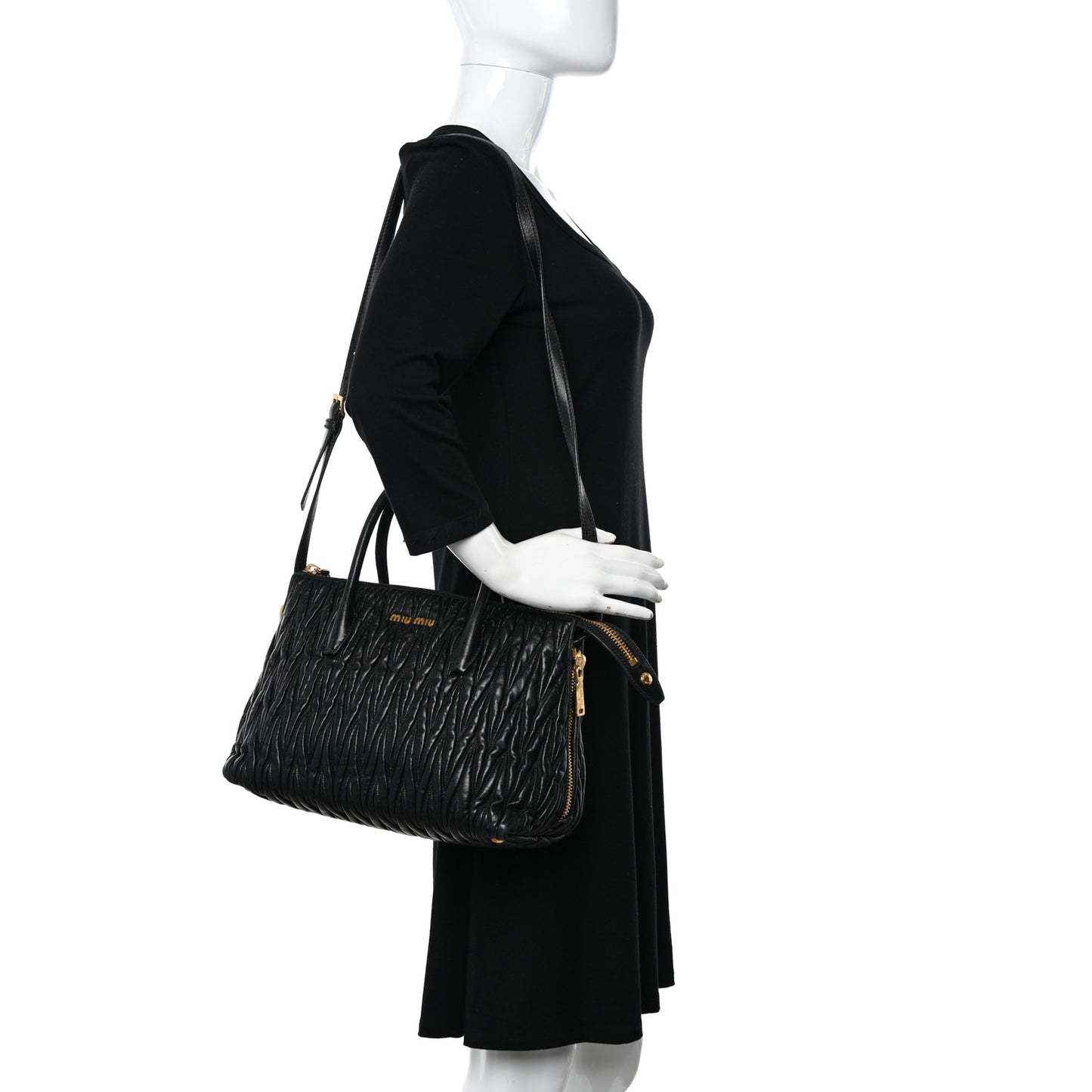 Nappa Matelasse Top Handle Black