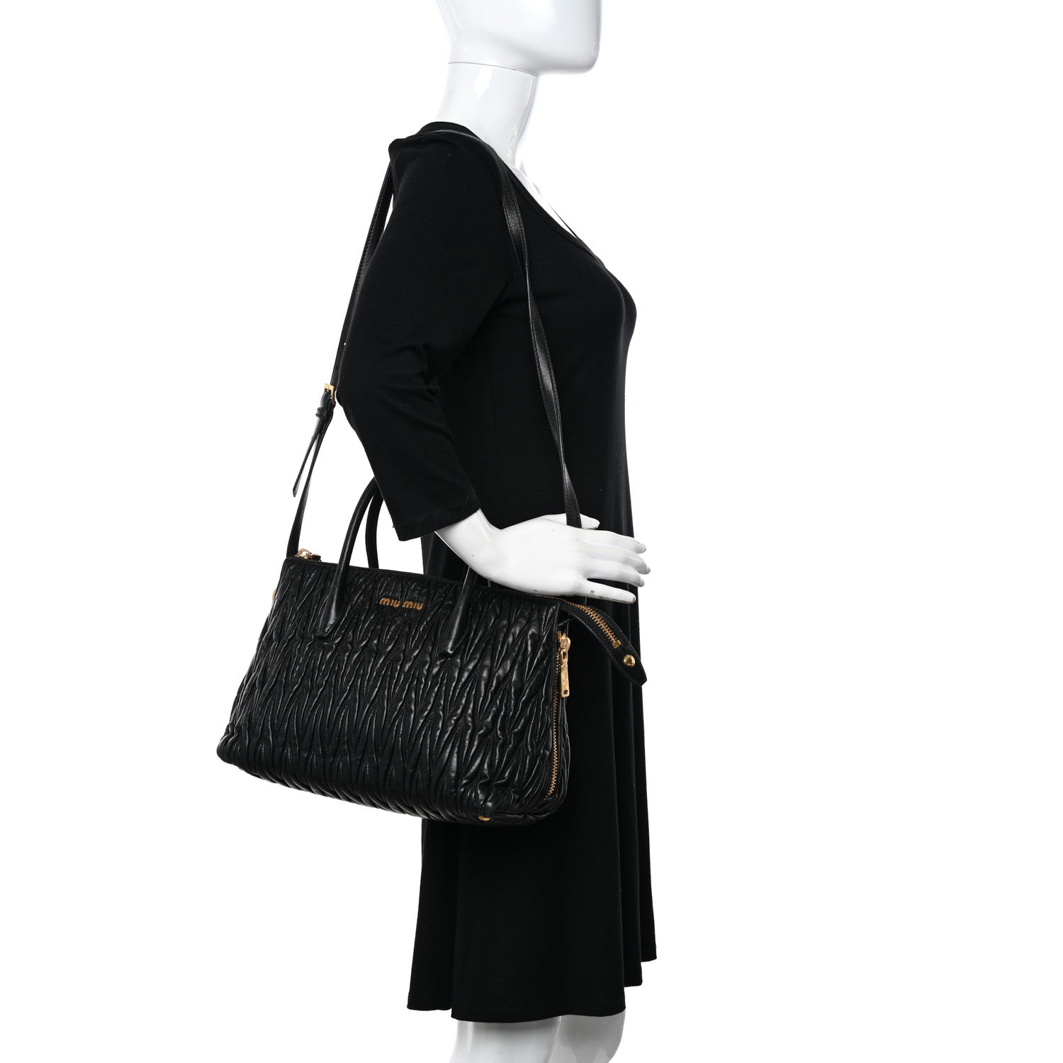 Miu Miu Nappa Matelasse Top Handle Black 2 of 18
