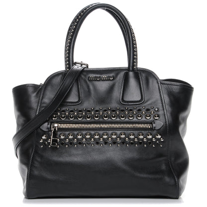 Miu Miu Soft Calf Studded Top Handle Bag Nero Black 1 of 7