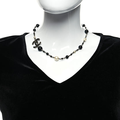 Chanel Beaded CC Short Necklace Ruthenium Black 2 of 5