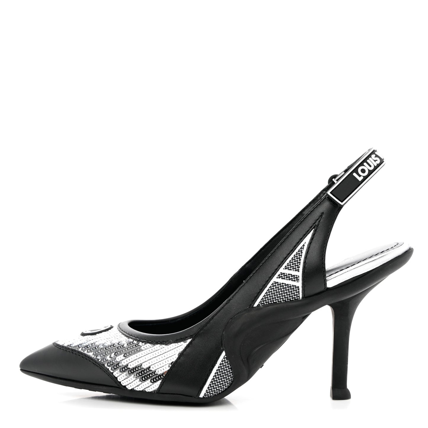 Calfskin Sequin Archlight Slingback Pumps 37 Black