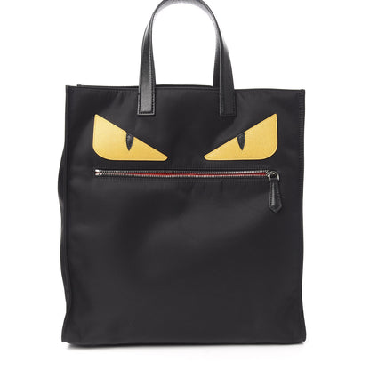 Fendi Nylon Vitello Elite Monster Eyes Tote Black Yellow 2 of 9
