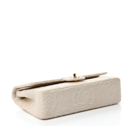 Chanel Canvas Camellia Embroidered Medium Double Flap Ivory 5 of 13