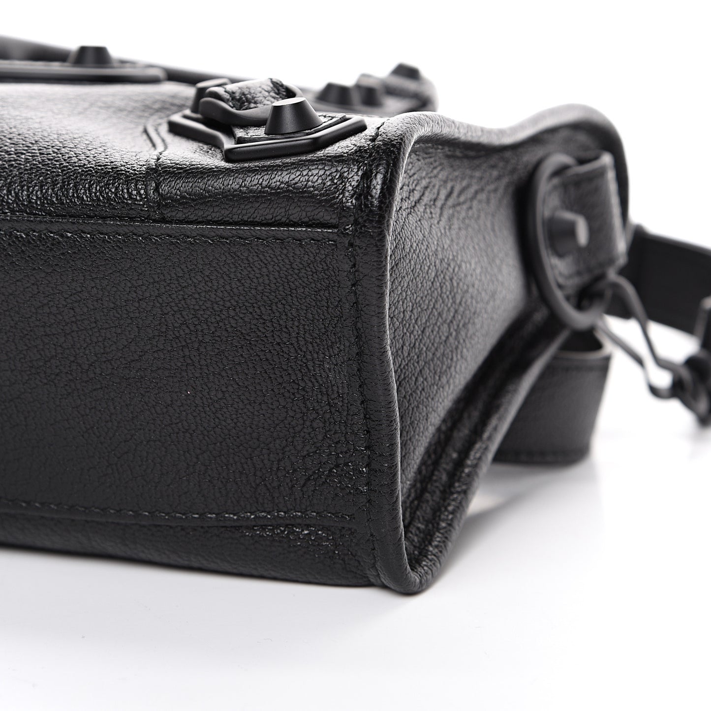 Shiny Goatskin Matte Black Metallic Edge Hardware Mini City Black