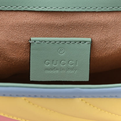 Gucci Calfskin Matelasse Diagonal Mini GG Marmont Top Handle Shoulder Bag Multicolor Pastel 5 of 10