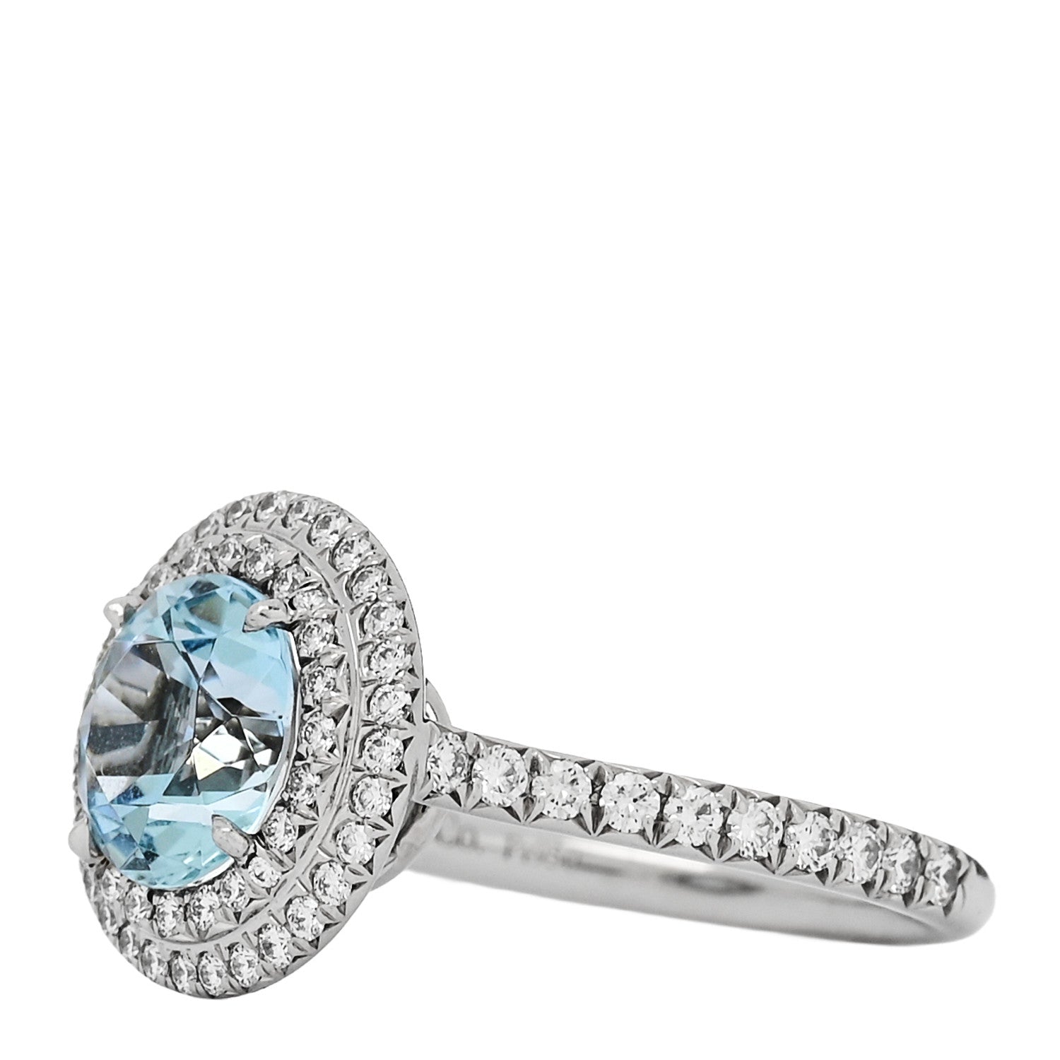 Tiffany Platinum Diamond Aquamarine Soleste Ring 50 5.5 3 of 5