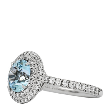 Tiffany Platinum Diamond Aquamarine Soleste Ring 50 5.5 3 of 5