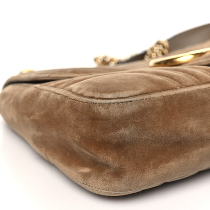 Gucci Velvet Matelasse Medium GG Marmont Shoulder Bag Taupe 9 of 10