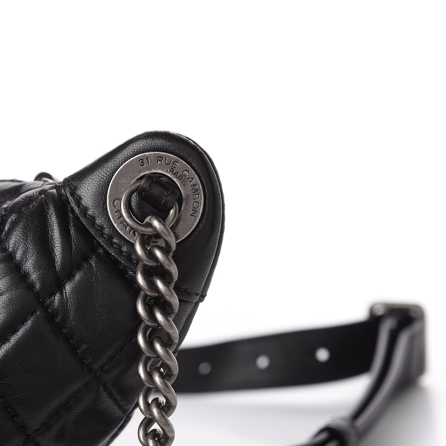 Lambskin Quilted Banane Waist Bag Fanny Pack Black