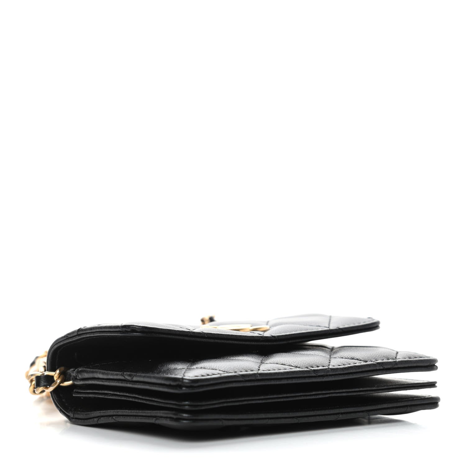 Chanel Lambskin Quilted Pearl Crown Clutch With Chain Black 3 of 4