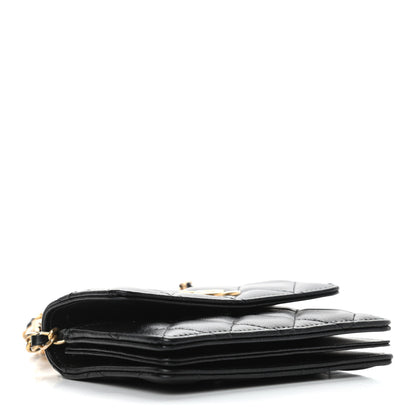 Chanel Lambskin Quilted Pearl Crown Clutch With Chain Black 3 of 4