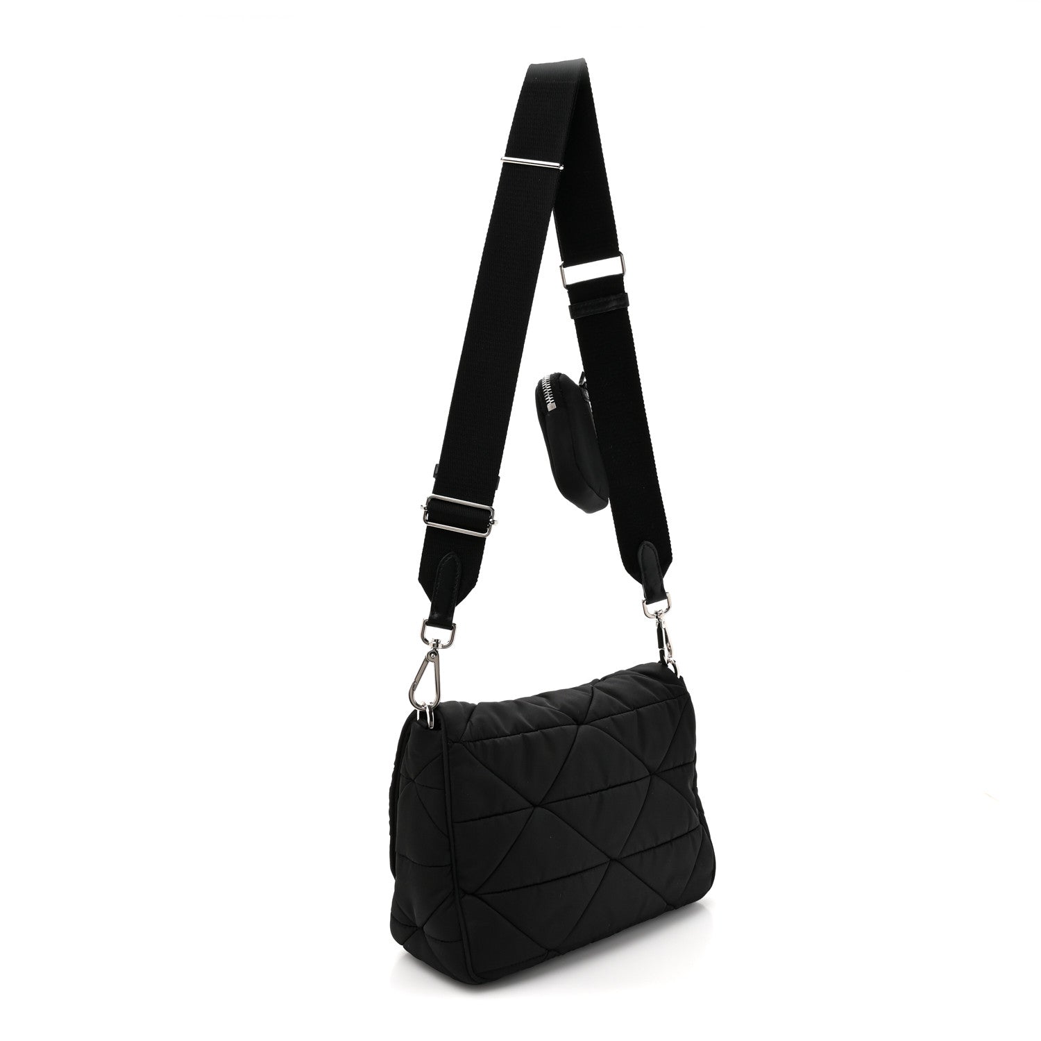 Prada Re-Nylon Quilted Padded Flap Shoulder Bag Black 3 of 12
