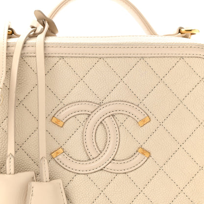 Chanel Caviar Quilted Medium CC Filigree Vanity Case Light Beige 8 of 14