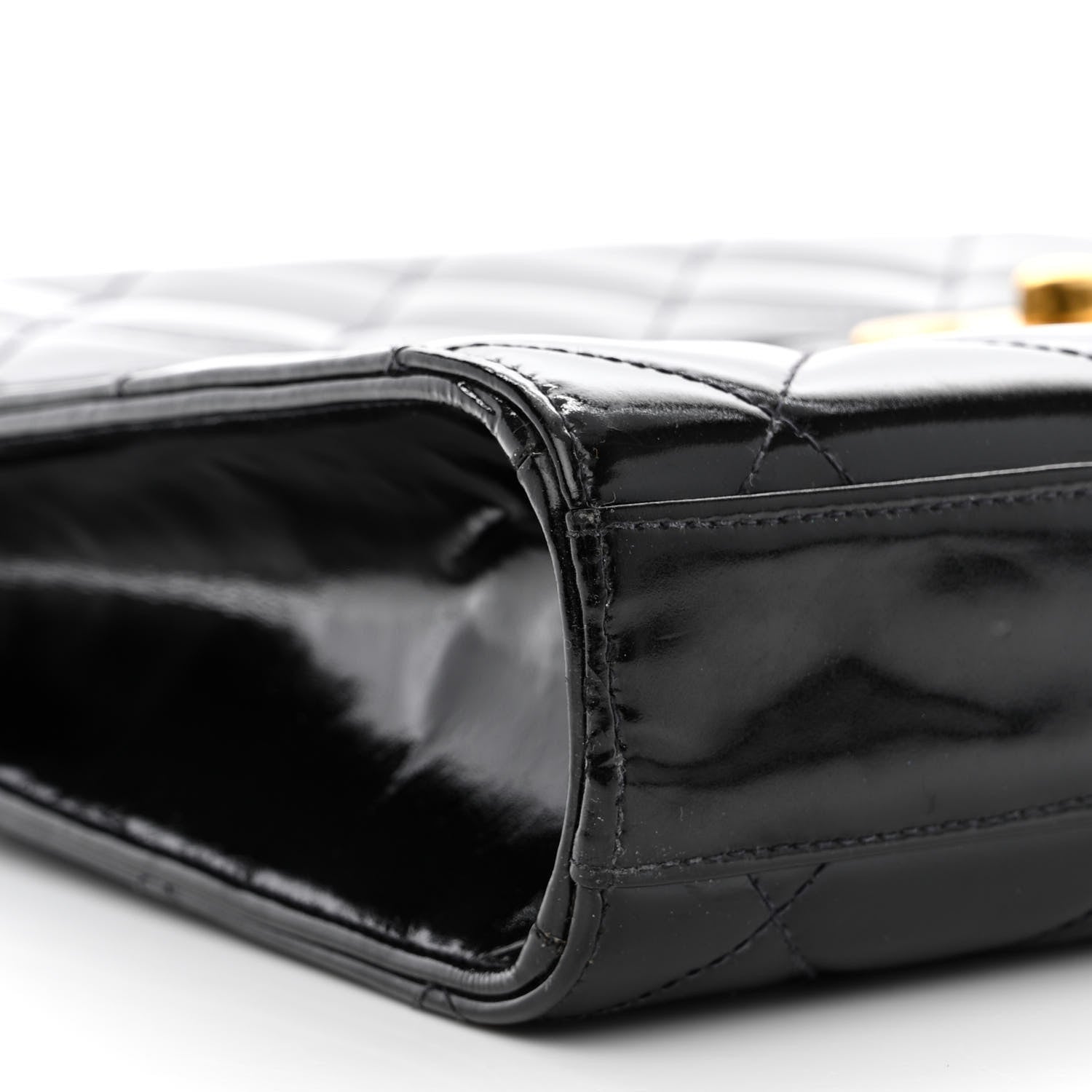Chanel Patent Quilted Briefcase Laptop Bag Black 10 of 15
