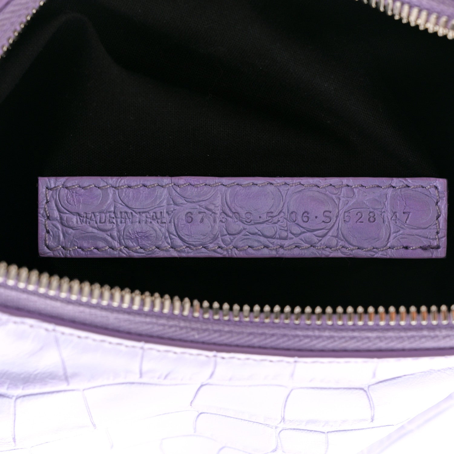 Balenciaga Extra Supple Calfskin Crocodile Embossed Le Cagole Shoulder Bag XS Lilac 8 of 11