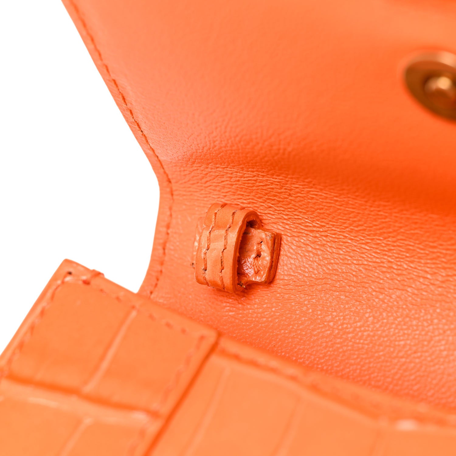 Balenciaga Shiny Calfskin Crocodile Embossed Hourglass Top Handle Bag Mini Orange 22 of 31
