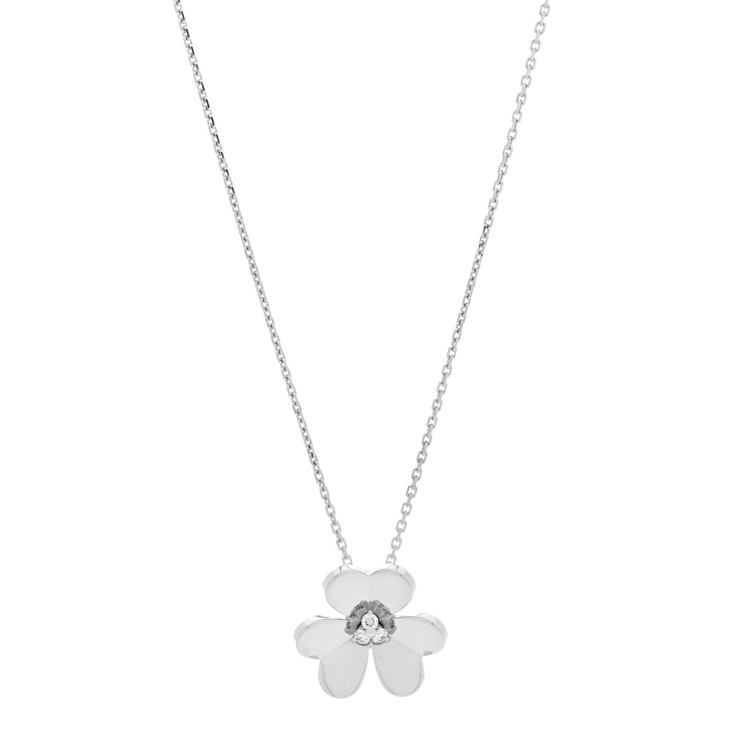 18K White Gold Diamond Large Frivole Pendant Necklace