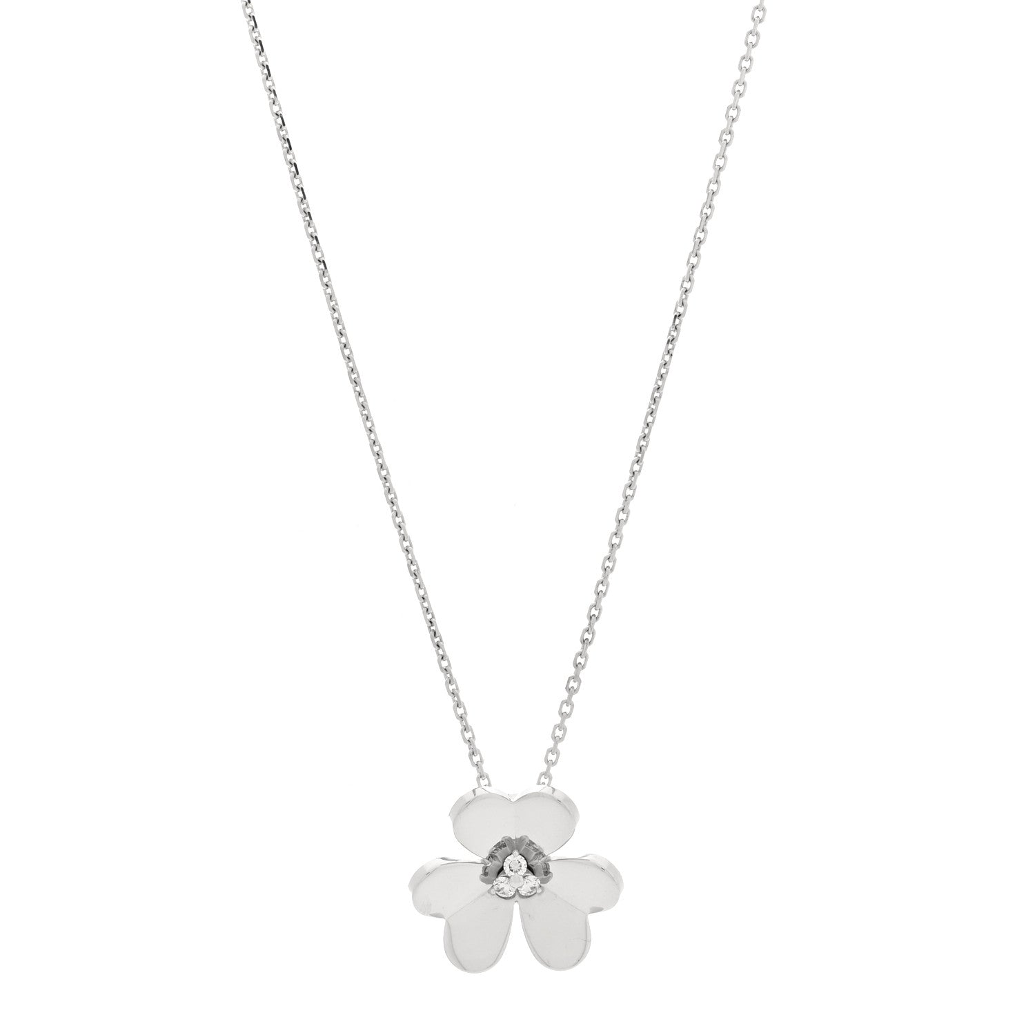 Van Cleef & Arpels 18K White Gold Diamond Large Frivole Pendant Necklace 1 of 5