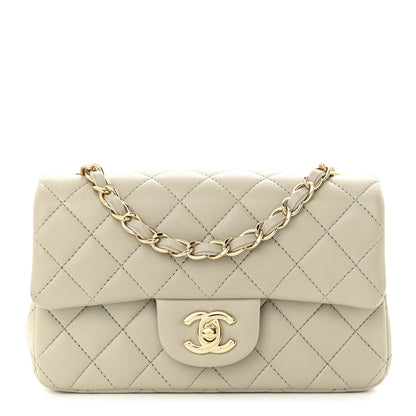 Chanel Lambskin Quilted Mini Rectangular Flap Grey 1 of 11