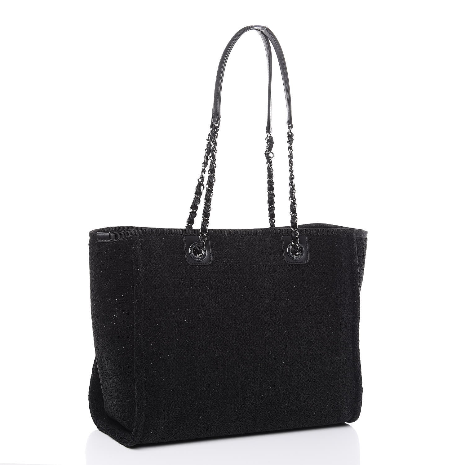 Chanel Lurex Boucle Small Deauville Tote Black 3 of 10