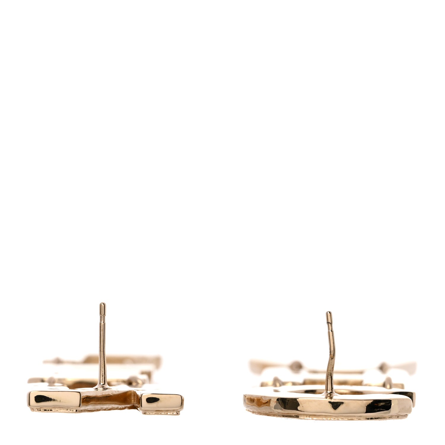 Chanel Metal Enamel Cha-Nel Logo Drop Earrings Black White 3 of 4