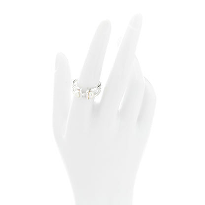 Tiffany Sterling Silver Pearl HardWear Double Pearl Ring 57 8 2 of 5