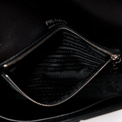 Prada Camoscio Impunture Diagramme Medium Chain Flap Shoulder Bag Black 6 of 12
