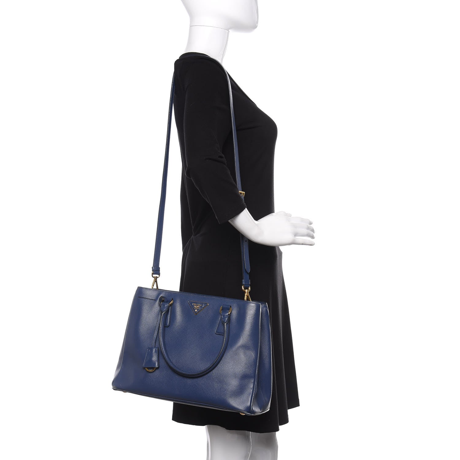 Prada Saffiano Lux Large Tote Bluette 2 of 16