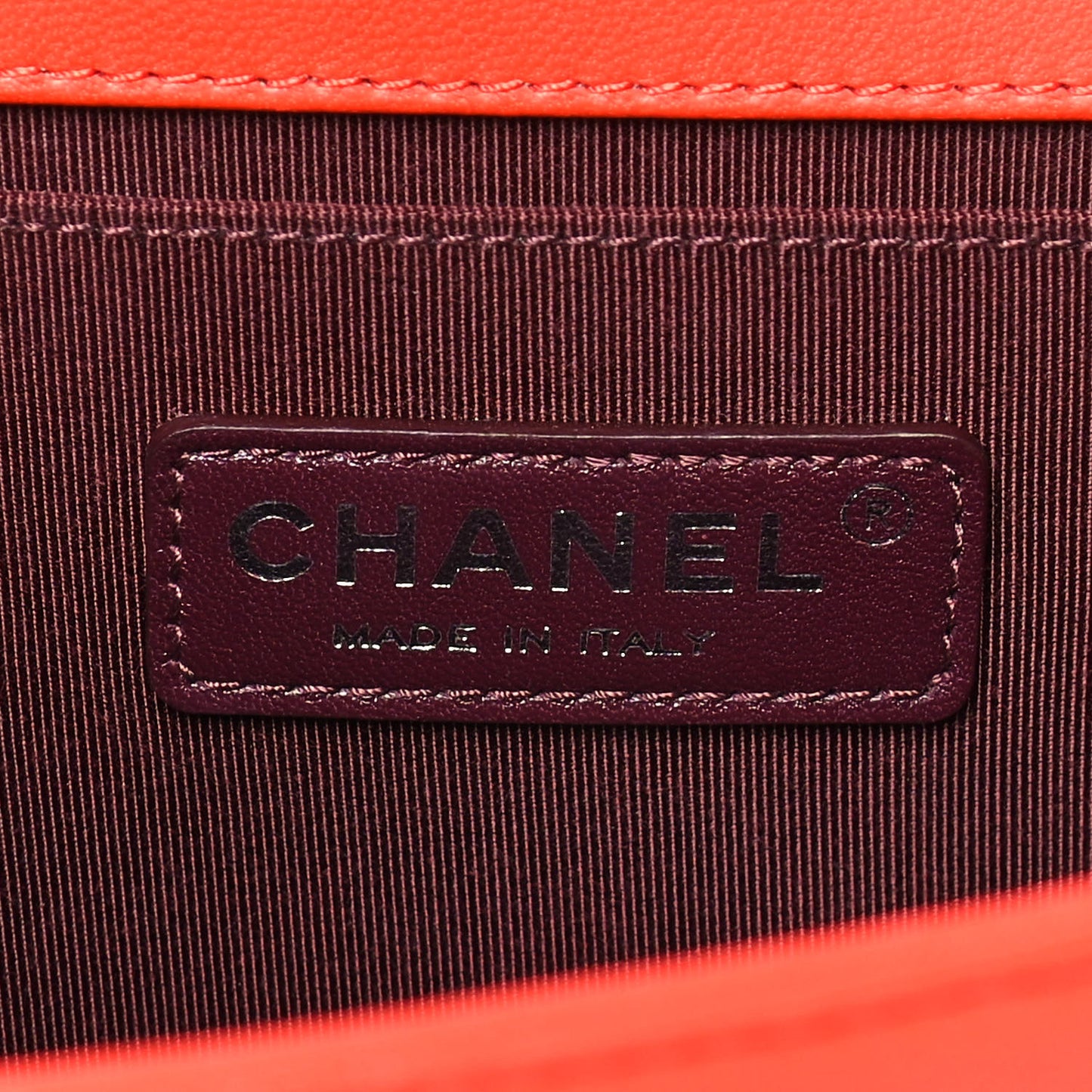 Wrinkled Lambskin Chevron Quilted Medium Boy Flap Orange