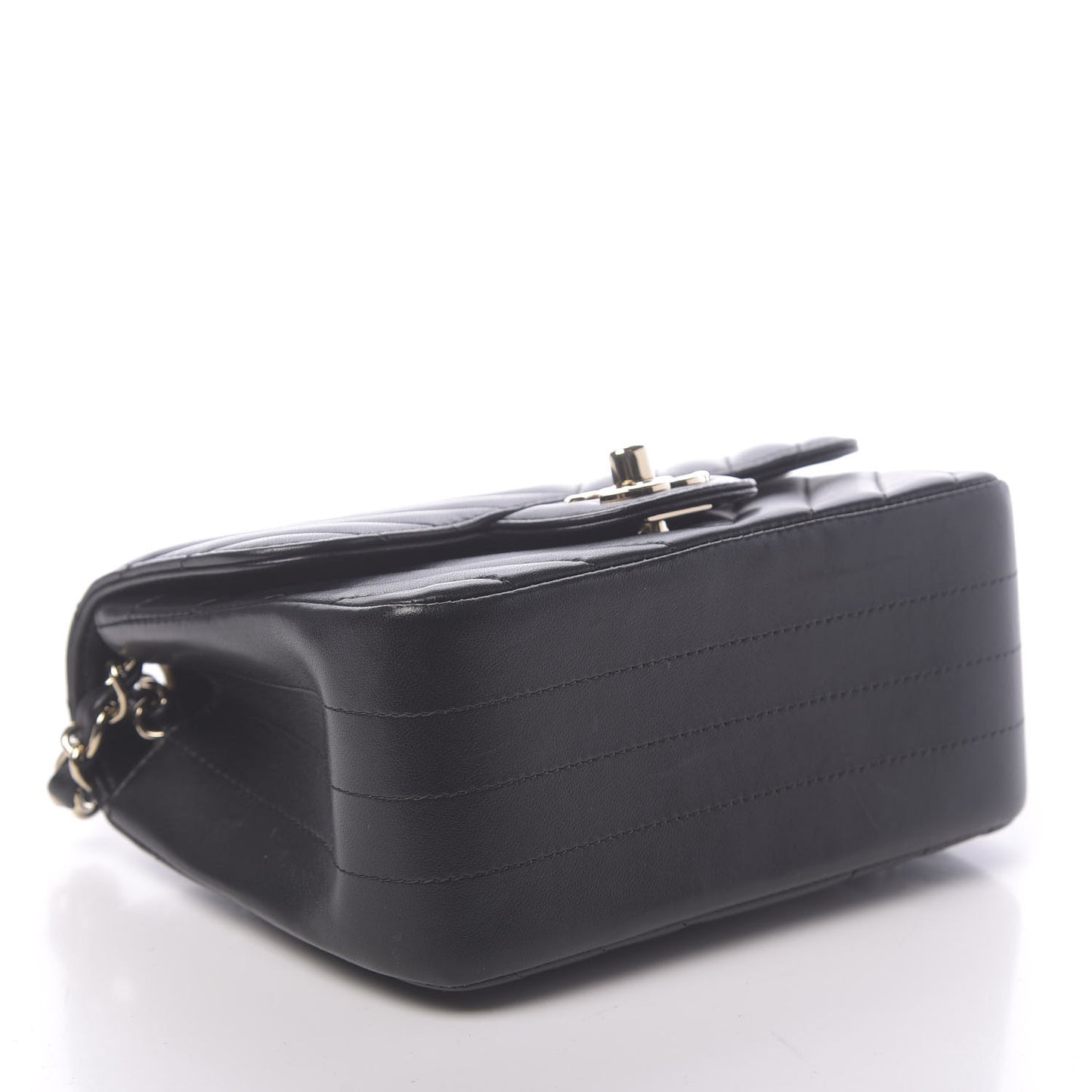 Lambskin Chevron Quilted Mini Square Flap Black