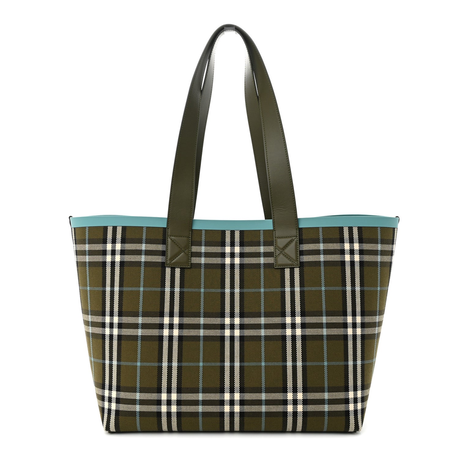 Burberry Cotton Check Medium London Tote Bag Olive Green 1446927