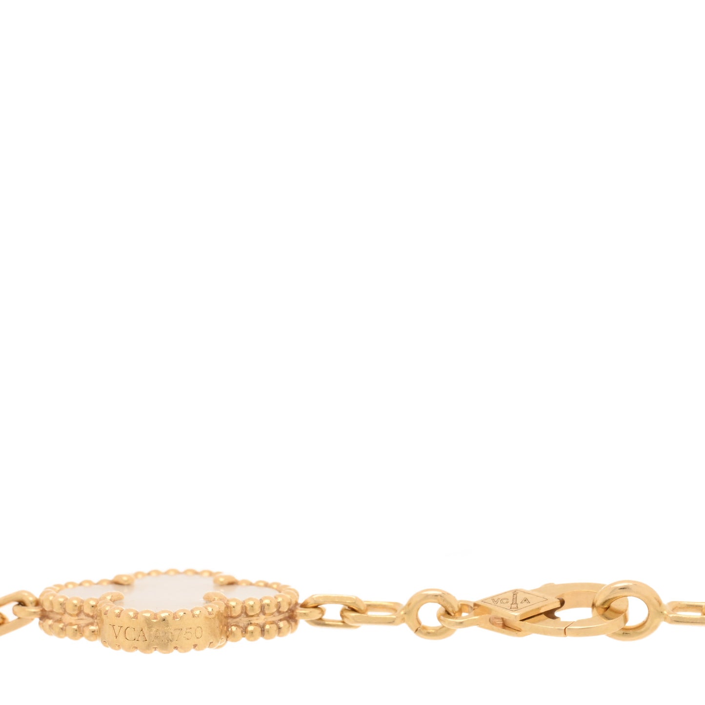 18K Yellow Gold Mother of Pearl 5 Motifs Vintage Alhambra Bracelet