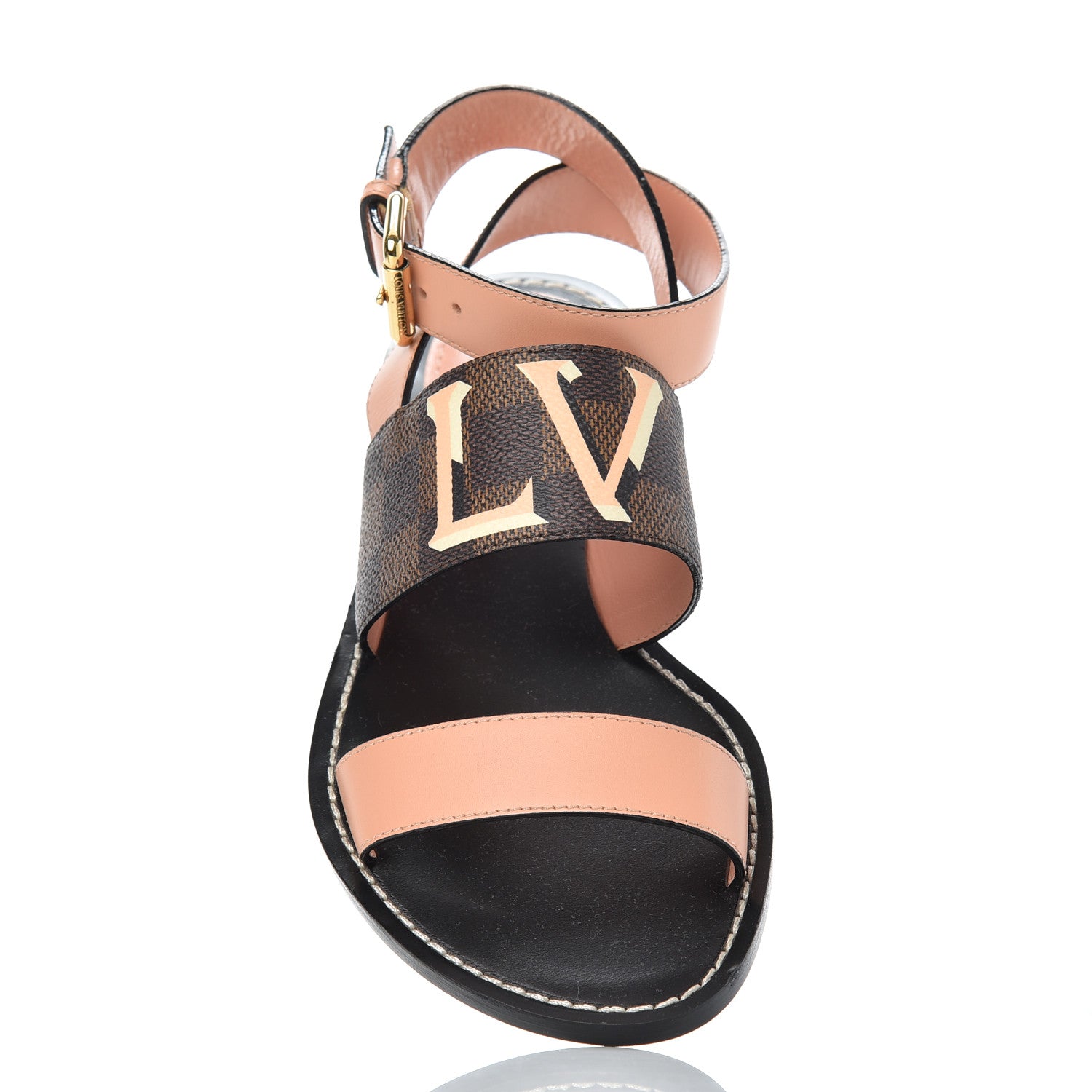 Louis Vuitton Calfskin Damier Ebene Passenger Flat Sandals 36 Venus Pink 13 of 14