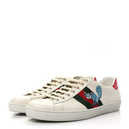Gucci X FREYA HARTAS Calfskin Miro Soft Web Mythical Creature Embroidered Mens Ace Sneakers 8 New Mystic White 3 of 10