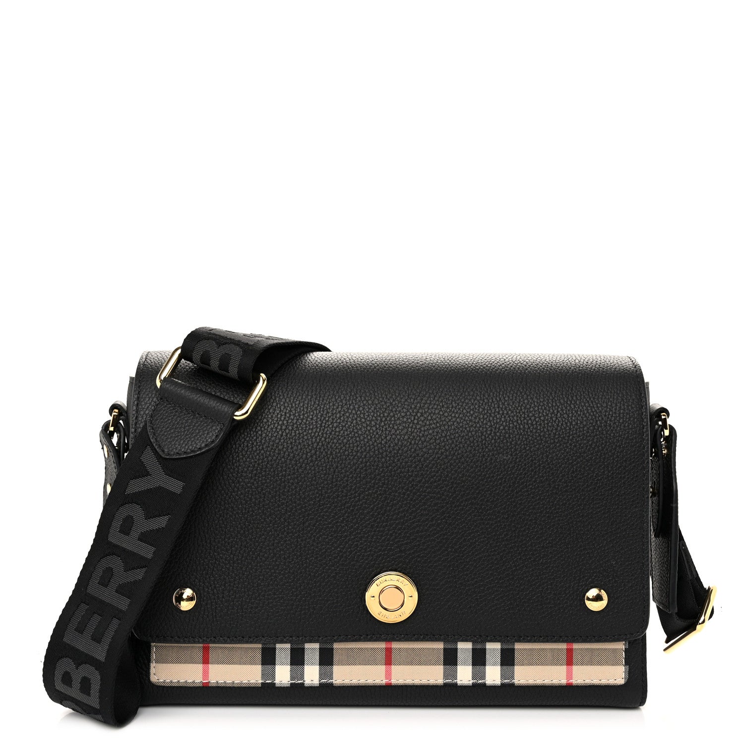 Burberry Grainy Calfskin Vintage Check Note Crossbody Bag Black 1 of 9
