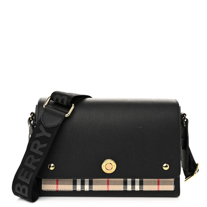 Burberry Grainy Calfskin Vintage Check Note Crossbody Bag Black 1 of 9
