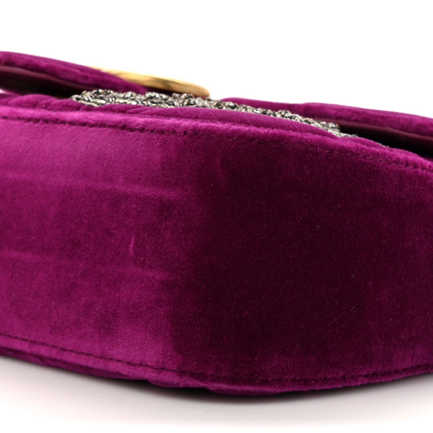Velvet Matelasse Embroidered Mini GG Marmont Shoulder Bag Bordeaux