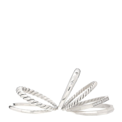 David Yurman Sterling Silver Diamond 16mm Stax Wide Stacked Ring 56 7.5 4 of 4