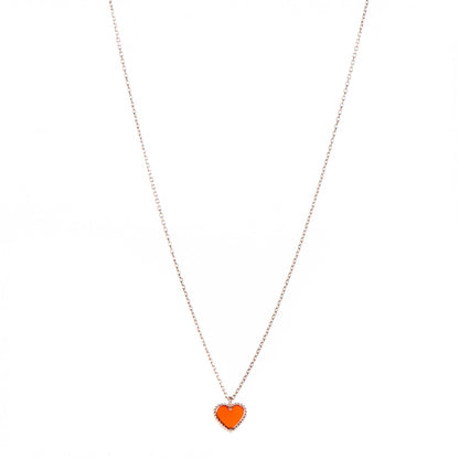 Van Cleef & Arpels 18K Rose Gold Carnelian Sweet Alhambra Heart Pendant Necklace 1 of 5