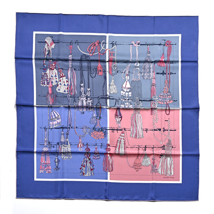Hermes Silk Passementerie Quadri Scarf 90 Indigo Lavender Gris 1 of 5