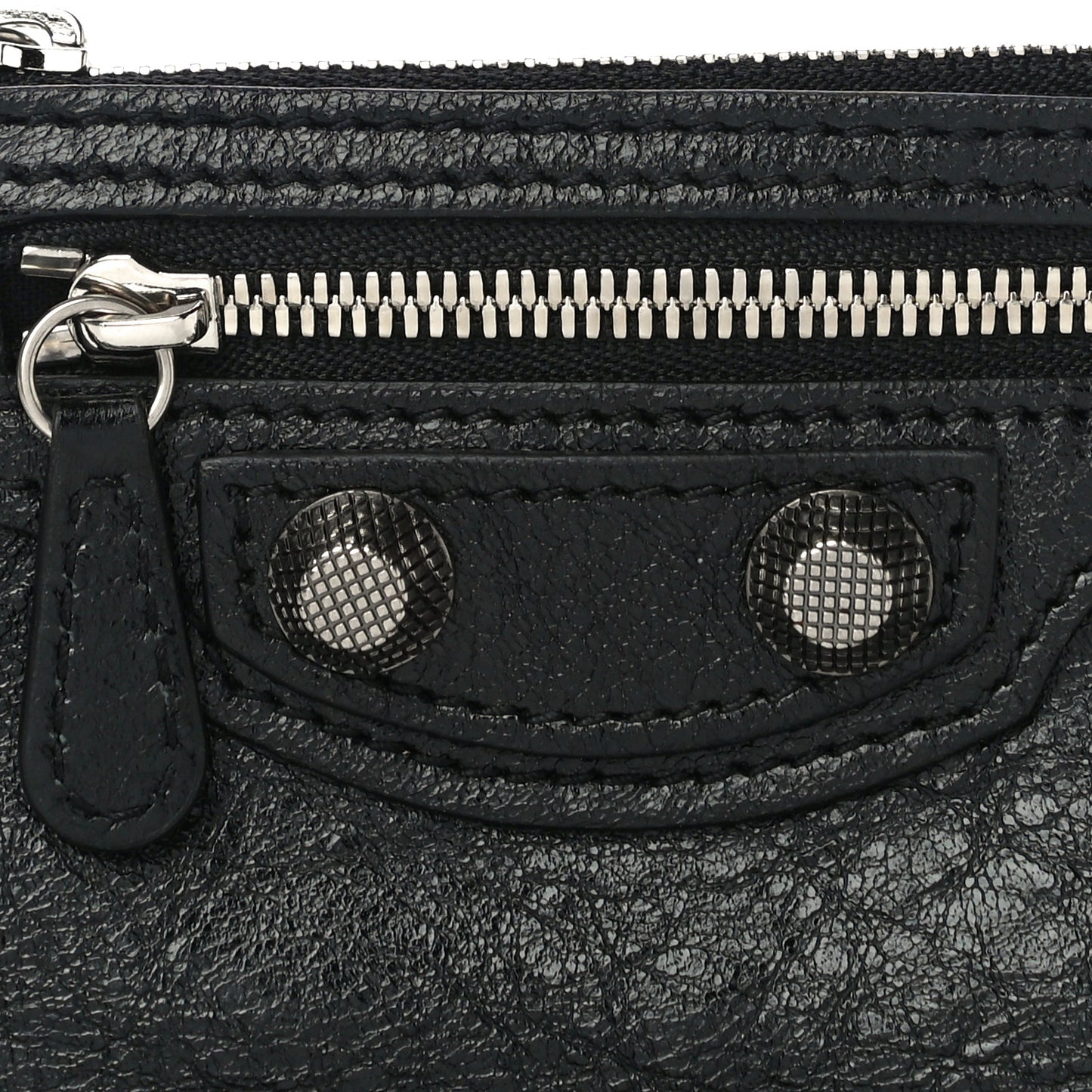 Agneau Giant 12 Silver Hardware Coin Purse Black