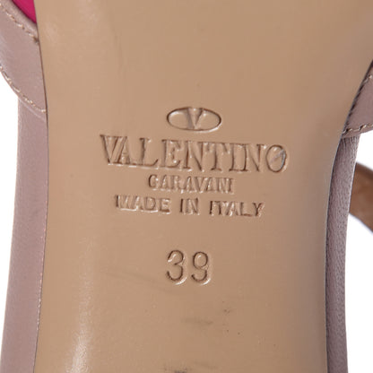Valentino Garavani Patent Rockstud Ankle Strap Low Heel Pumps 39 Fuchsia Poudre 7 of 9