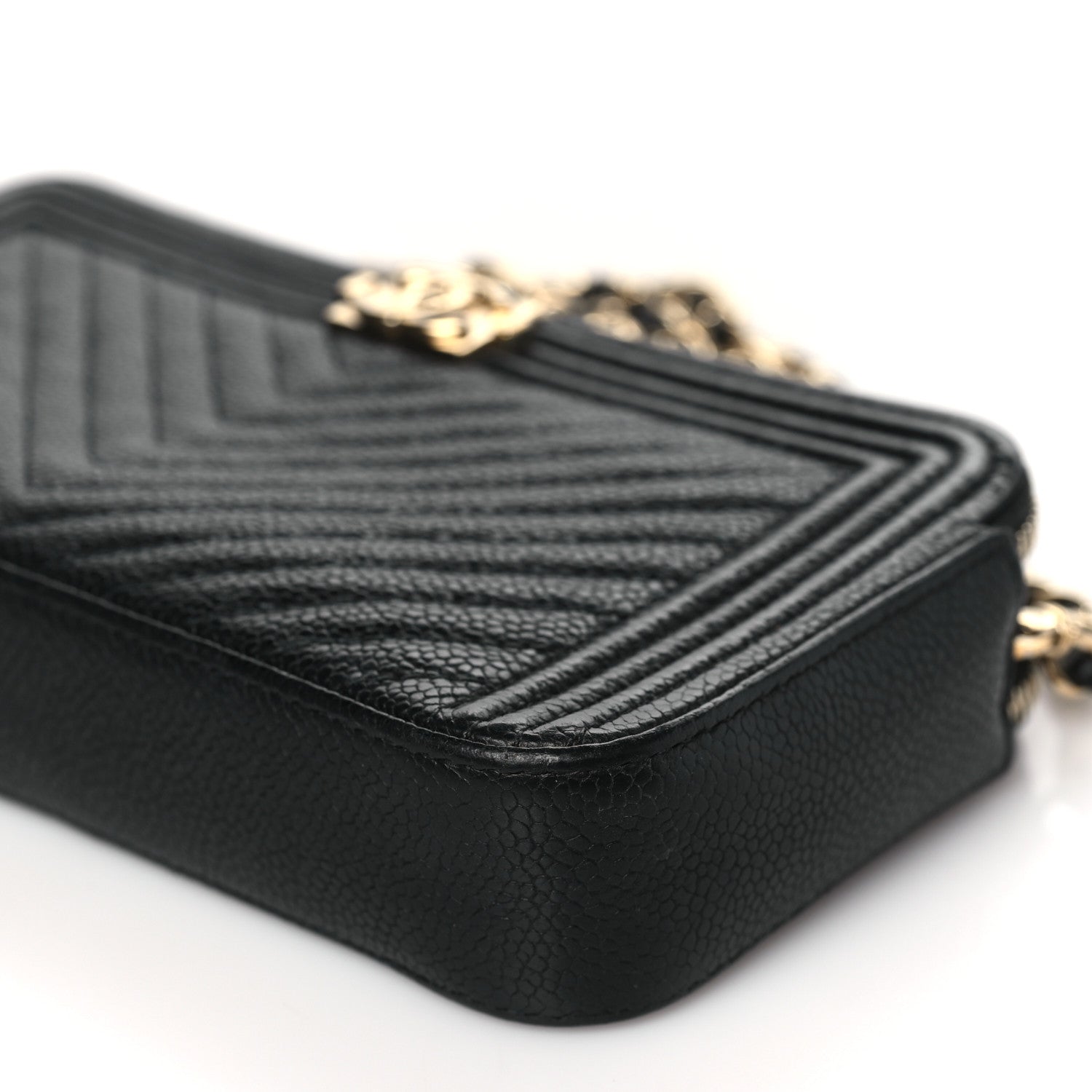 Chanel Caviar Chevron Small Boy Clutch With Chain Black 11 of 13