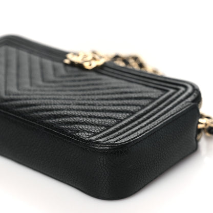 Chanel Caviar Chevron Small Boy Clutch With Chain Black 11 of 13