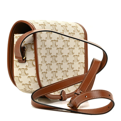 Celine Triomphe Canvas Medium Folco Bag White 3 of 11