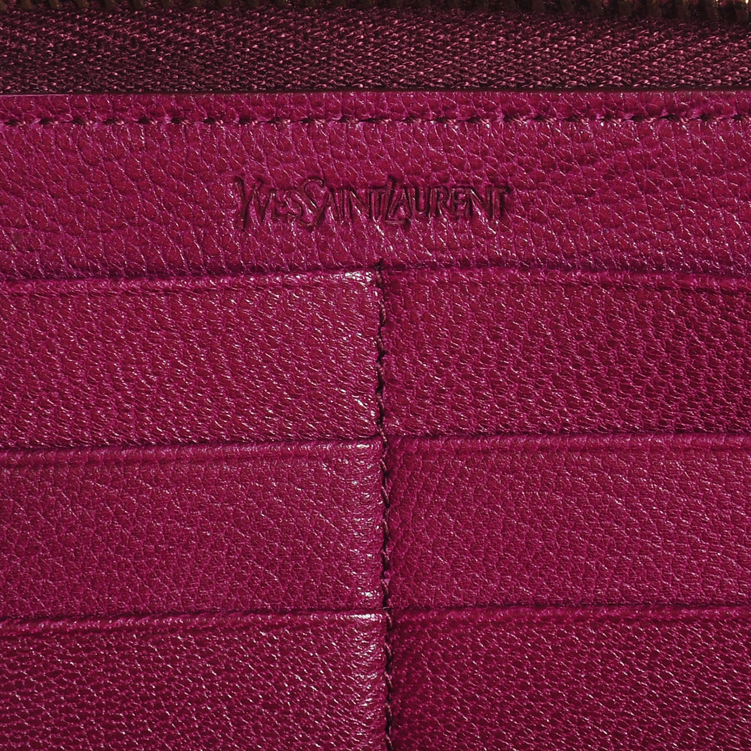 Saint Laurent Chevre Belle De Jour Zip Around Wallet Dark Pink 11 of 14