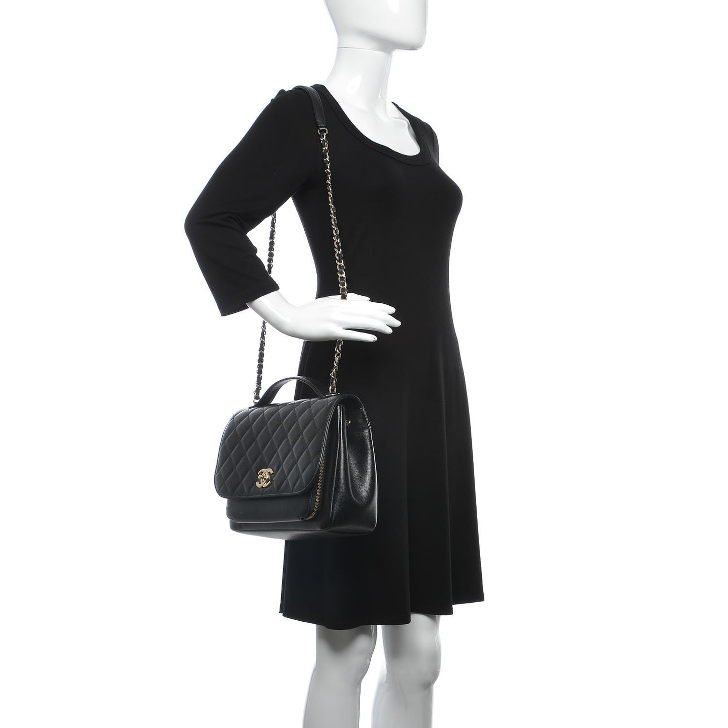 Caviar Quilted Large Business Affinity Flap Black